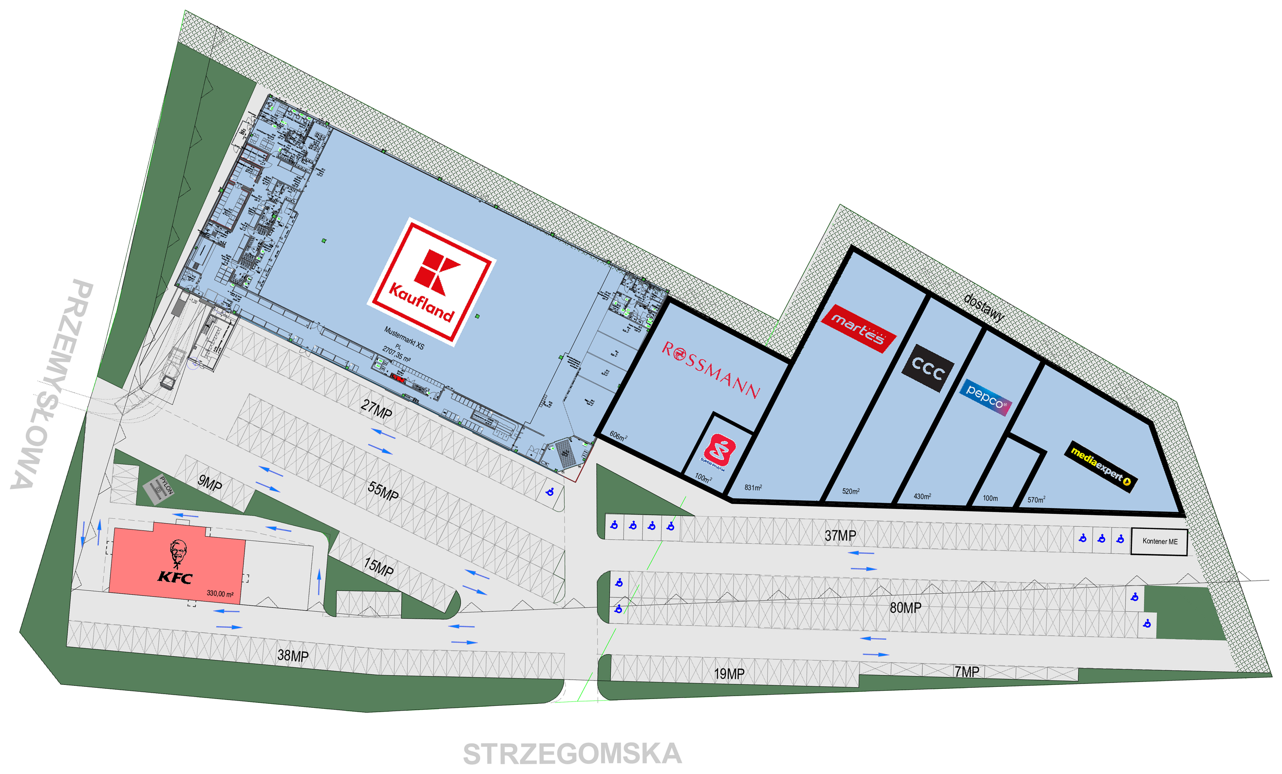 Plan zagospodarowania terenu SHOPLAND Świebodzice Strzegomska