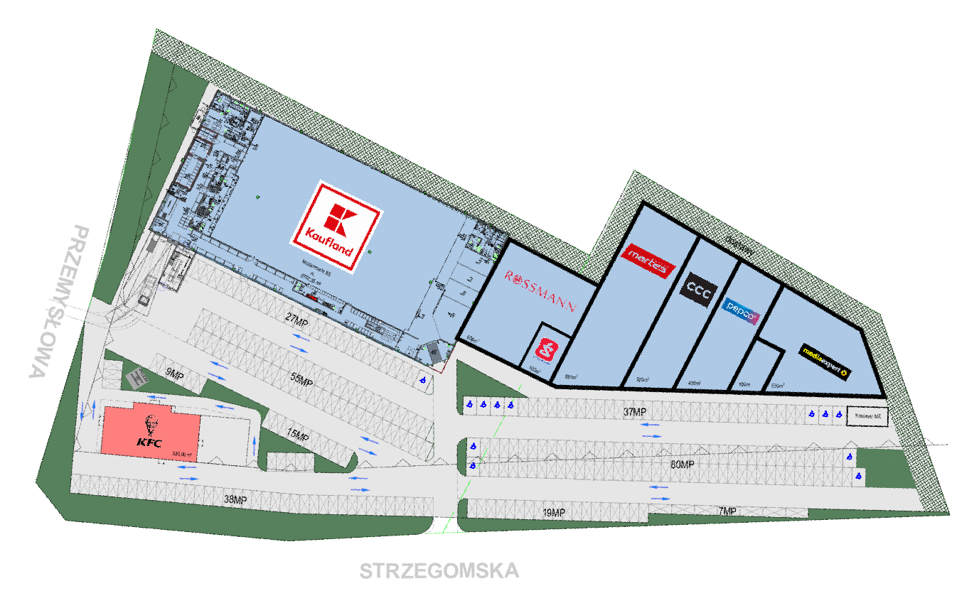 Plan zagospodarowania terenu SHOPLAND Świebodzice Strzegomska